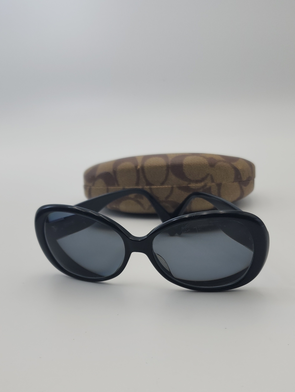 COACH S2026 Black Oval Sunglasses Women With Monogram Hard sunglasses Case